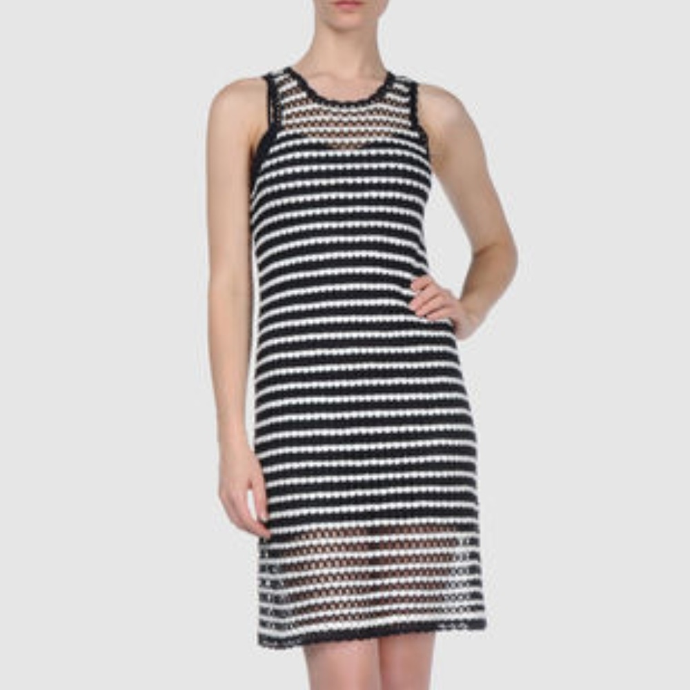 DIANE von FURSTENBERG RAFFAELLA NAVY/WHT DRESS - S